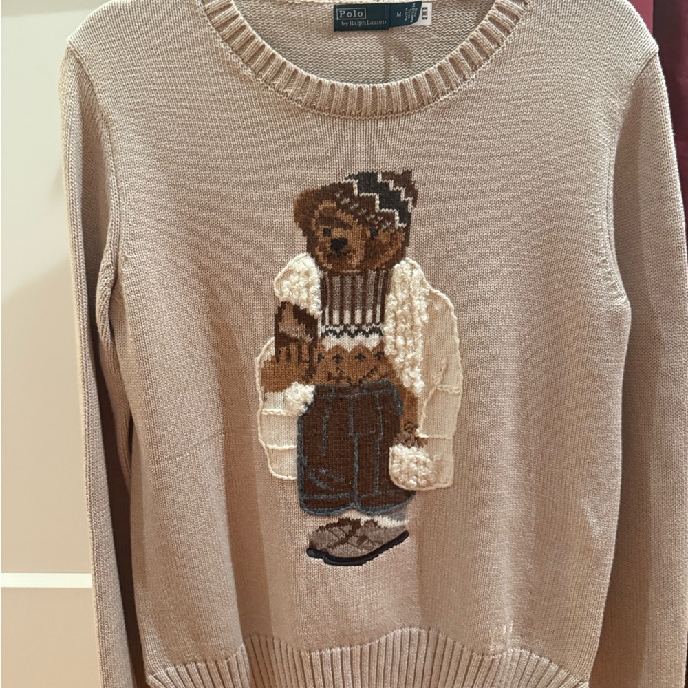 Ralph Lauren Beige Bear Knit Sweater size M